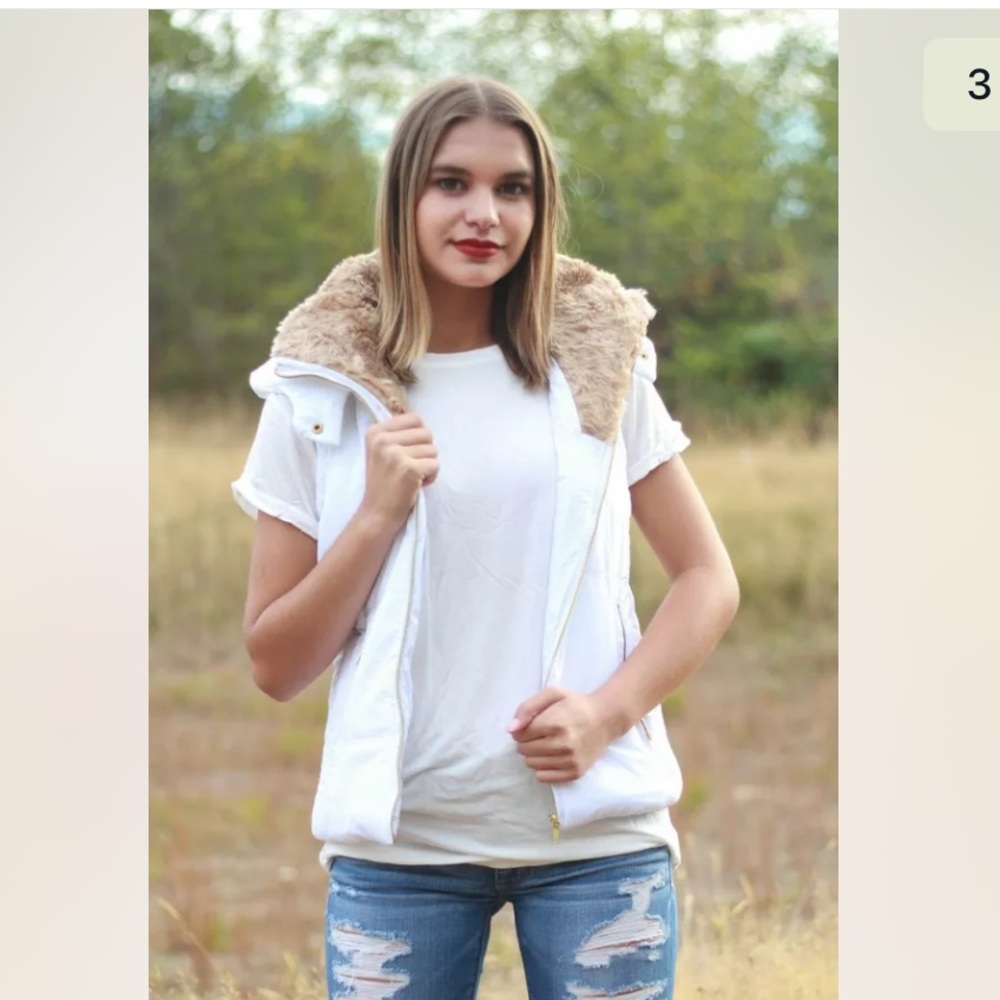 Love tree white faux fur vest